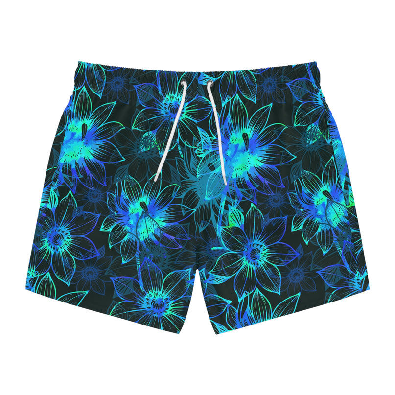 Midnight Tropics Swim Trunks – Blue Floral Tropical Swim Shorts