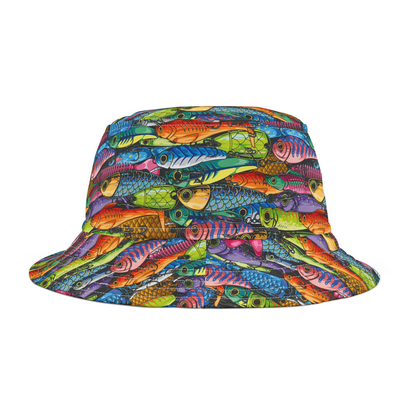 Hooked Fishing Bucket Hat – Colorful Fishing Lure Summer Hat