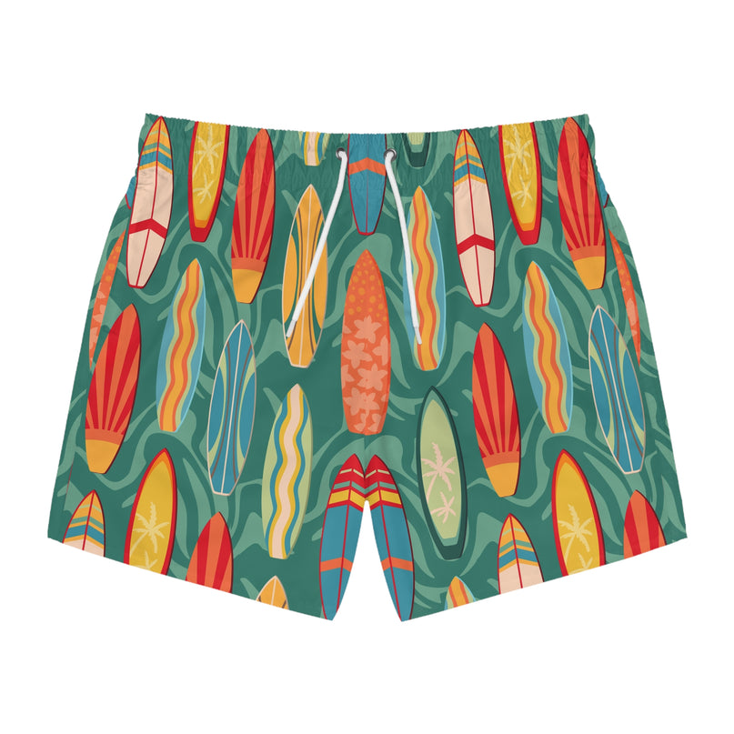 Surf’s Up Swim Trunks – Retro Surfboard Summer Shorts
